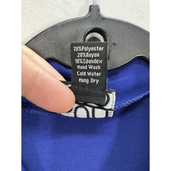 Clara Sun Woo Keyhole Bow Top Womens XS Cobalt Blue Long Sleeve Stretch USA Made - Picture 8 of 8